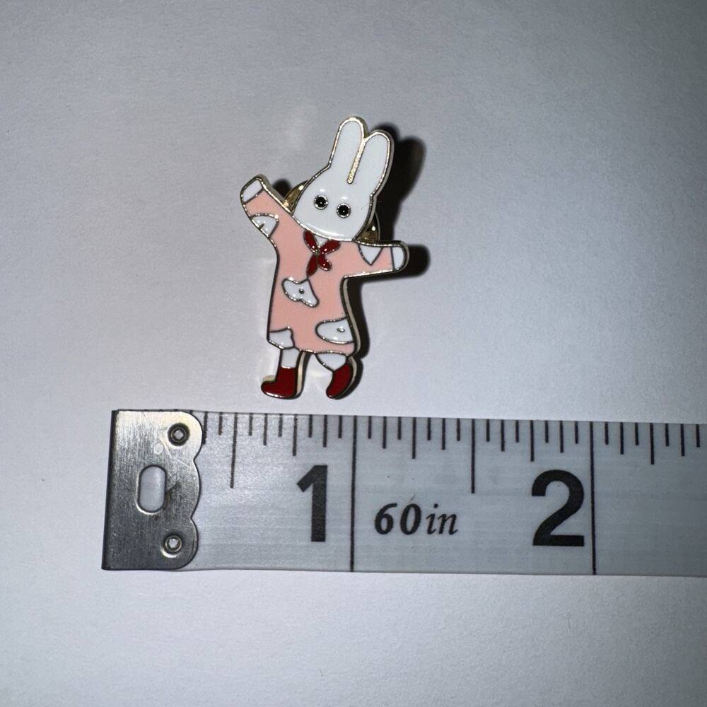 White Bunny Rabbit In Pink Pajamas Jammie’s Pjs Pin Brooch